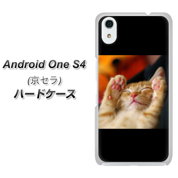 Android One S4 高画質仕上げ 背面印刷 ハードケース【VA804 爆睡するネコ】