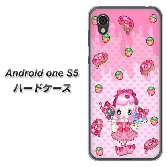 Android One S5 高画質仕上げ 背面印刷 ハードケース【AG816 ストロベリードーナツ(水玉ピンク)】