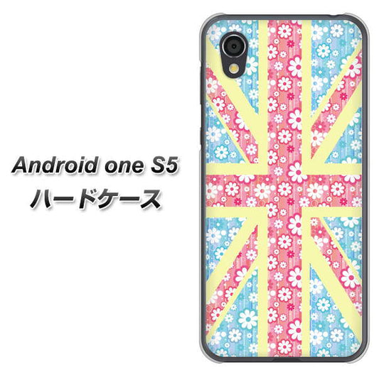 Android One S5 高画質仕上げ 背面印刷 ハードケース【EK895 ユニオンジャックパステルフラワー】