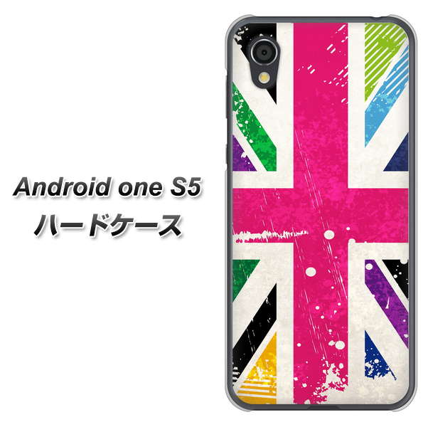 Android One S5 高画質仕上げ 背面印刷 ハードケース【SC806 ユニオンジャック ピンクビンテージ】