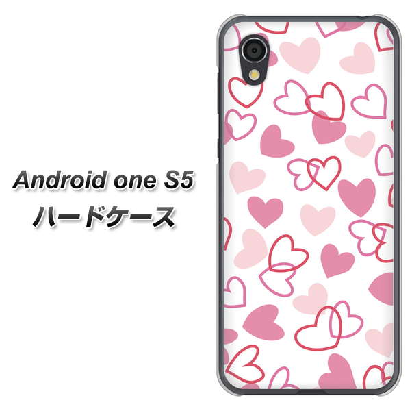Android One S5 高画質仕上げ 背面印刷 ハードケース【VA929 ハートがいっぱい ピンク】