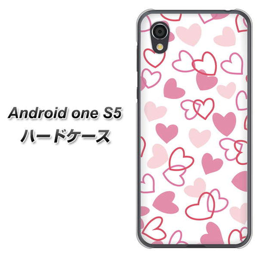 Android One S5 高画質仕上げ 背面印刷 ハードケース【VA929 ハートがいっぱい ピンク】