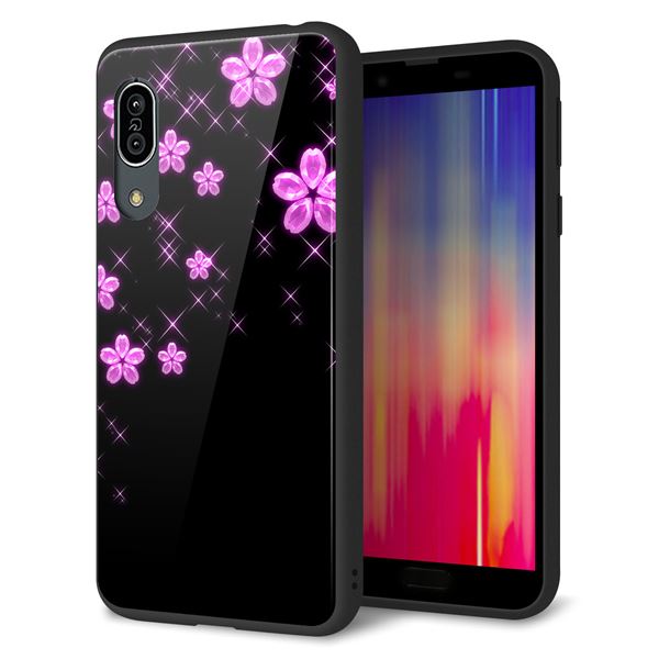 Andoroid One S7 強化ガラス&TPUスマホケース ガラプリ【019 桜クリスタル】