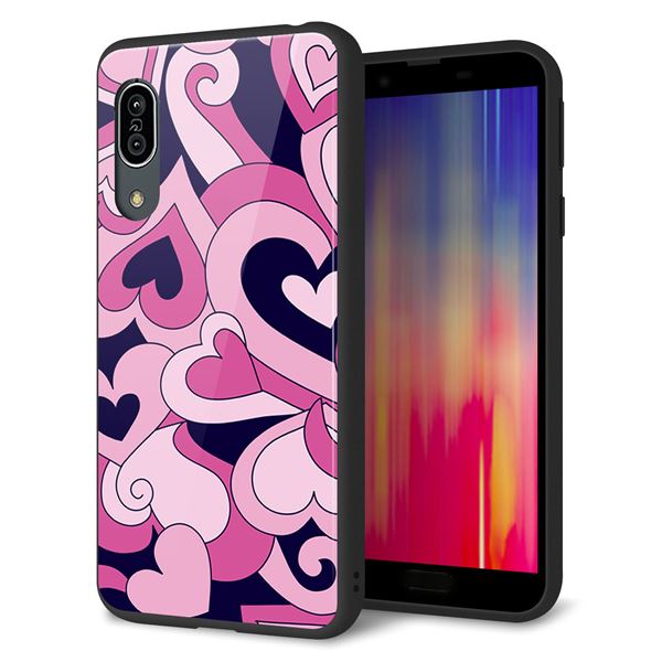 Andoroid One S7 強化ガラス&TPUスマホケース ガラプリ【223 ハートの調べ】