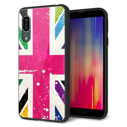 Andoroid One S7 強化ガラス&TPUスマホケース ガラプリ【SC806 ユニオンジャック ピンクビンテージ】