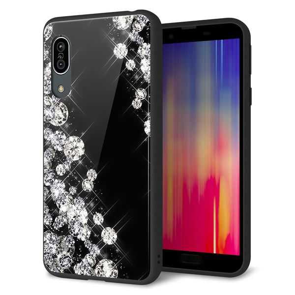 Andoroid One S7 強化ガラス&TPUスマホケース ガラプリ【VA871 ダイヤモンドフレーム】