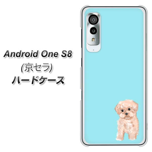 アンドロイドワン S8 高画質仕上げ 背面印刷 ハードケース【YJ062 トイプードルアプリコット(ブルー)】
