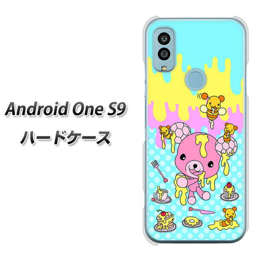 Android One S9 Y!mobile 高画質仕上げ 背面印刷 ハードケース【AG821 ハニベア（水玉水色）】