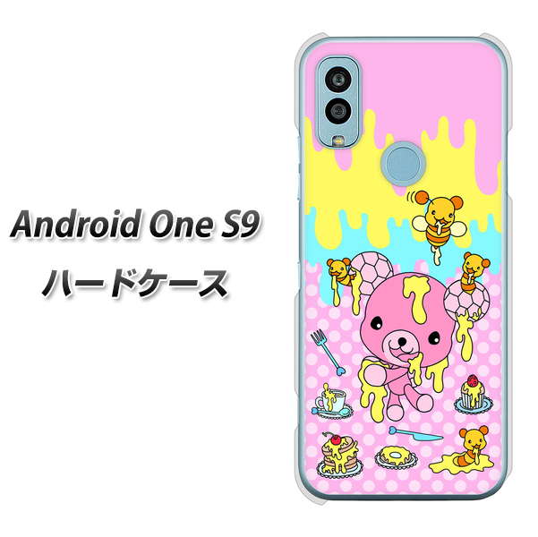 Android One S9 Y!mobile 高画質仕上げ 背面印刷 ハードケース【AG822 ハニベア(水玉ピンク)】