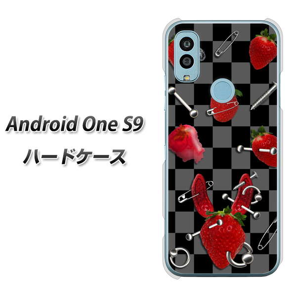 Android One S9 Y!mobile 高画質仕上げ 背面印刷 ハードケース【AG833 苺パンク(黒)】