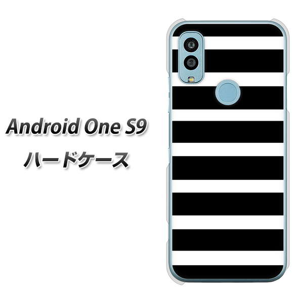 Android One S9 Y!mobile 高画質仕上げ 背面印刷 ハードケース【EK879 ボーダーブラック(L)】