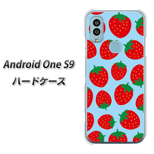 Android One S9 Y!mobile 高画質仕上げ 背面印刷 ハードケース【SC814 小さいイチゴ模様 レッドとブルー】