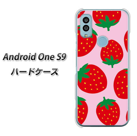 Android One S9 Y!mobile 高画質仕上げ 背面印刷 ハードケース【SC820 大きいイチゴ模様レッドとピンク】