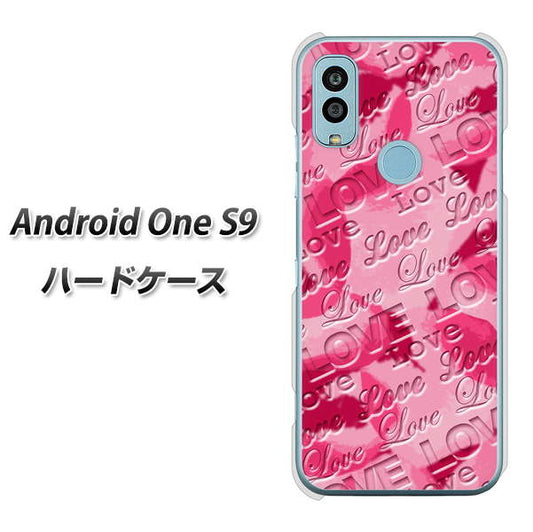 Android One S9 Y!mobile 高画質仕上げ 背面印刷 ハードケース【SC845 フラワーヴェルニLOVE濃いピンク（ローズアンディアン）】