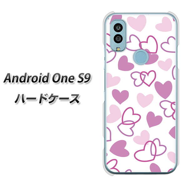 Android One S9 Y!mobile 高画質仕上げ 背面印刷 ハードケース【VA928 ハートがいっぱい パープル】