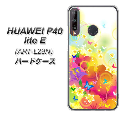 HUAWEI(ファーウェイ) P40 lite E ART-L29N 高画質仕上げ 背面印刷 ハードケース【647 ハイビスカスと蝶】
