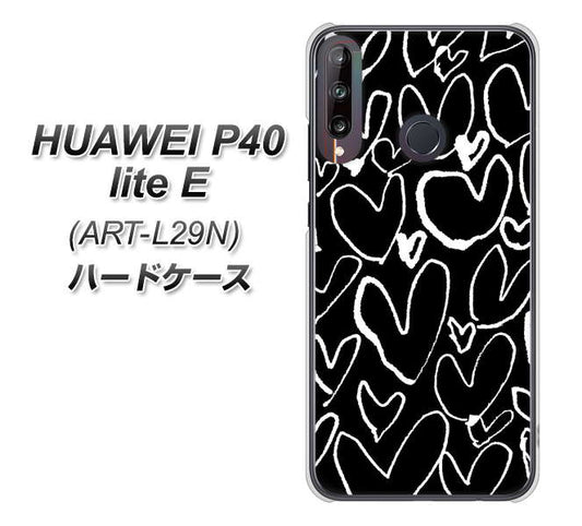 HUAWEI(ファーウェイ) P40 lite E ART-L29N 高画質仕上げ 背面印刷 ハードケース【1124 ハート BK&WH】