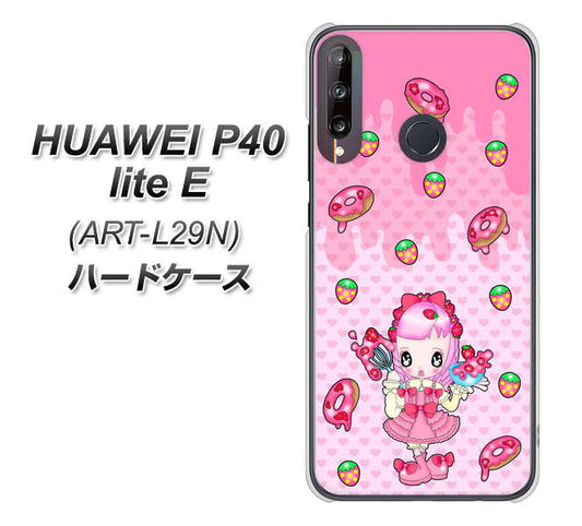 HUAWEI(ファーウェイ) P40 lite E ART-L29N 高画質仕上げ 背面印刷 ハードケース【AG816 ストロベリードーナツ(水玉ピンク)】