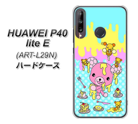 HUAWEI(ファーウェイ) P40 lite E ART-L29N 高画質仕上げ 背面印刷 ハードケース【AG821 ハニベア(水玉水色)】