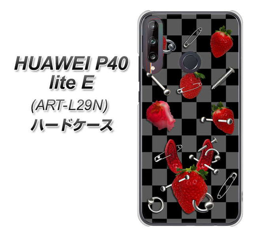 HUAWEI(ファーウェイ) P40 lite E ART-L29N 高画質仕上げ 背面印刷 ハードケース【AG833 苺パンク(黒)】