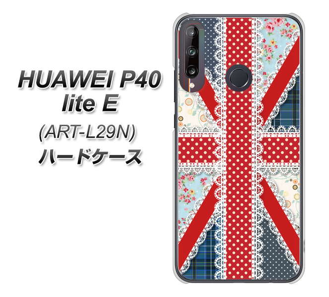 HUAWEI(ファーウェイ) P40 lite E ART-L29N 高画質仕上げ 背面印刷 ハードケース【SC805 ユニオンジャック レース】