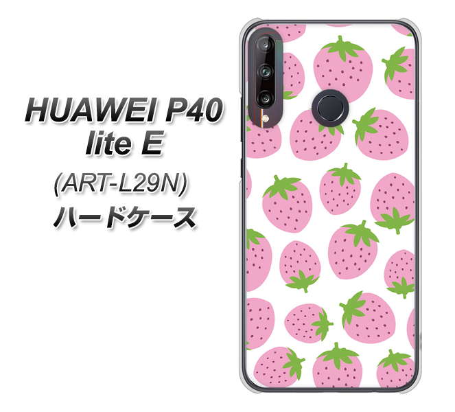 HUAWEI(ファーウェイ) P40 lite E ART-L29N 高画質仕上げ 背面印刷 ハードケース【SC809 小さいイチゴ模様 ピンク】