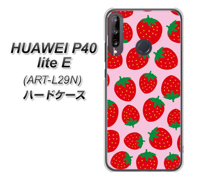 HUAWEI(ファーウェイ) P40 lite E ART-L29N 高画質仕上げ 背面印刷 ハードケース【SC813 小さいイチゴ模様 レッドとピンク】
