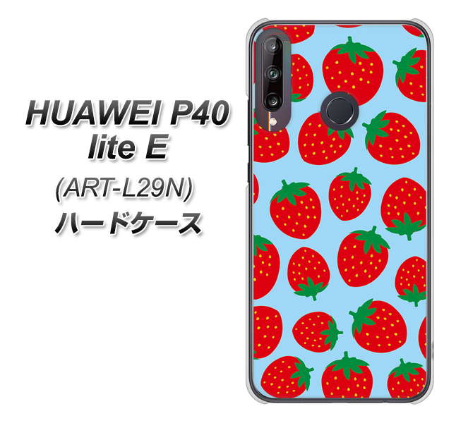 HUAWEI(ファーウェイ) P40 lite E ART-L29N 高画質仕上げ 背面印刷 ハードケース【SC814 小さいイチゴ模様 レッドとブルー】