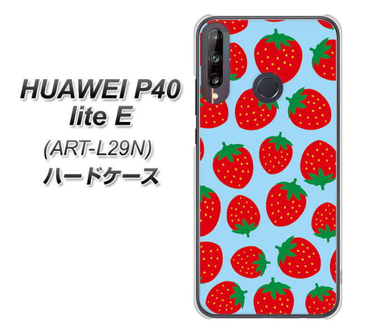 HUAWEI(ファーウェイ) P40 lite E ART-L29N 高画質仕上げ 背面印刷 ハードケース【SC814 小さいイチゴ模様 レッドとブルー】
