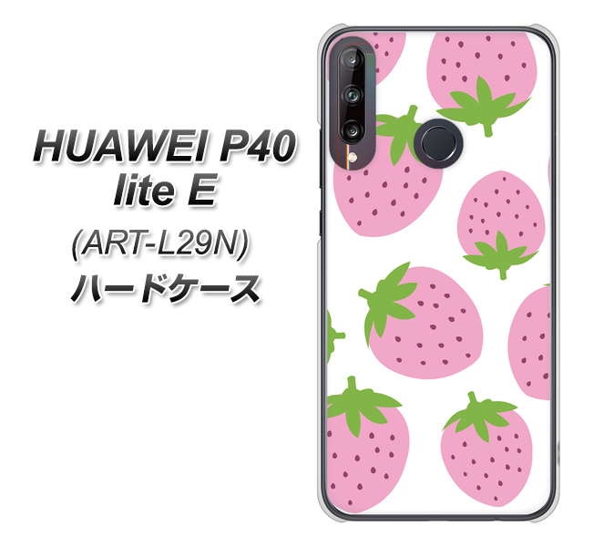 HUAWEI(ファーウェイ) P40 lite E ART-L29N 高画質仕上げ 背面印刷 ハードケース【SC816 大きいイチゴ模様 ピンク】