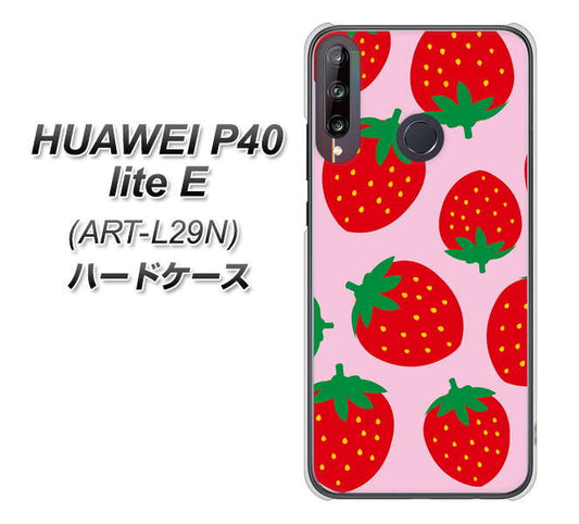 HUAWEI(ファーウェイ) P40 lite E ART-L29N 高画質仕上げ 背面印刷 ハードケース【SC820 大きいイチゴ模様レッドとピンク】