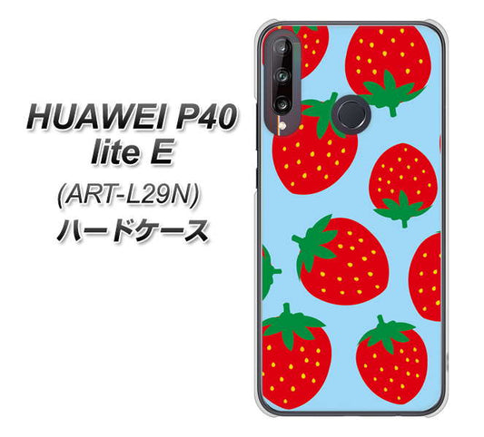 HUAWEI(ファーウェイ) P40 lite E ART-L29N 高画質仕上げ 背面印刷 ハードケース【SC821 大きいイチゴ模様レッドとブルー】