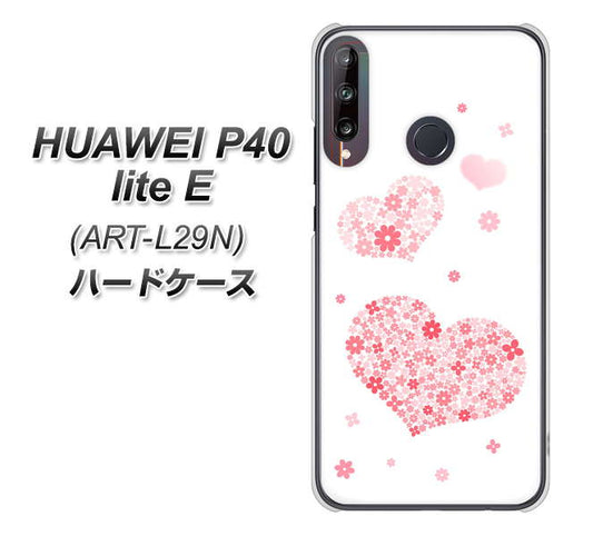 HUAWEI(ファーウェイ) P40 lite E ART-L29N 高画質仕上げ 背面印刷 ハードケース【SC824 ピンクのハート】