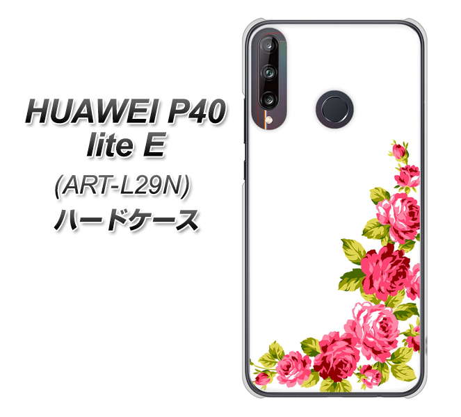 HUAWEI(ファーウェイ) P40 lite E ART-L29N 高画質仕上げ 背面印刷 ハードケース【VA825 バラのフレーム(白)】