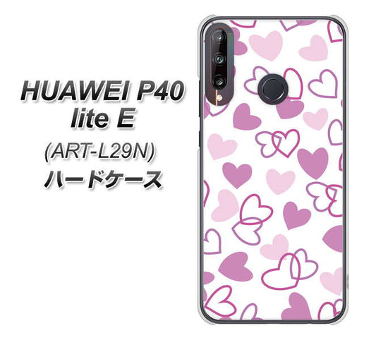HUAWEI(ファーウェイ) P40 lite E ART-L29N 高画質仕上げ 背面印刷 ハードケース【VA928 ハートがいっぱい パープル】