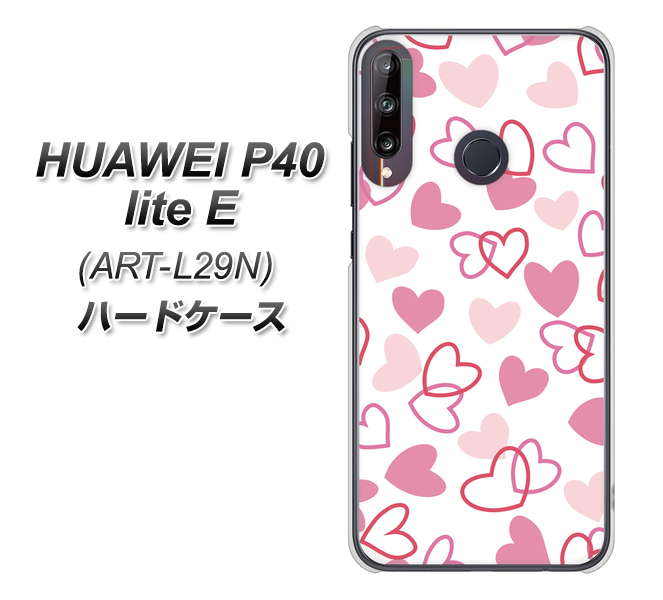 HUAWEI(ファーウェイ) P40 lite E ART-L29N 高画質仕上げ 背面印刷 ハードケース【VA929 ハートがいっぱい ピンク】