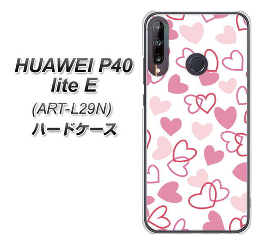 HUAWEI(ファーウェイ) P40 lite E ART-L29N 高画質仕上げ 背面印刷 ハードケース【VA929 ハートがいっぱい ピンク】