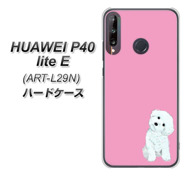 HUAWEI(ファーウェイ) P40 lite E ART-L29N 高画質仕上げ 背面印刷 ハードケース【YJ069 トイプードルホワイト(ピンク)】