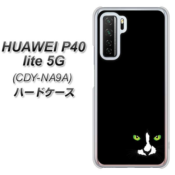 HUAWEI(ファーウェイ) P40 lite 5G CDY-NA9A 高画質仕上げ 背面印刷 ハードケース【398 黒ネコ】