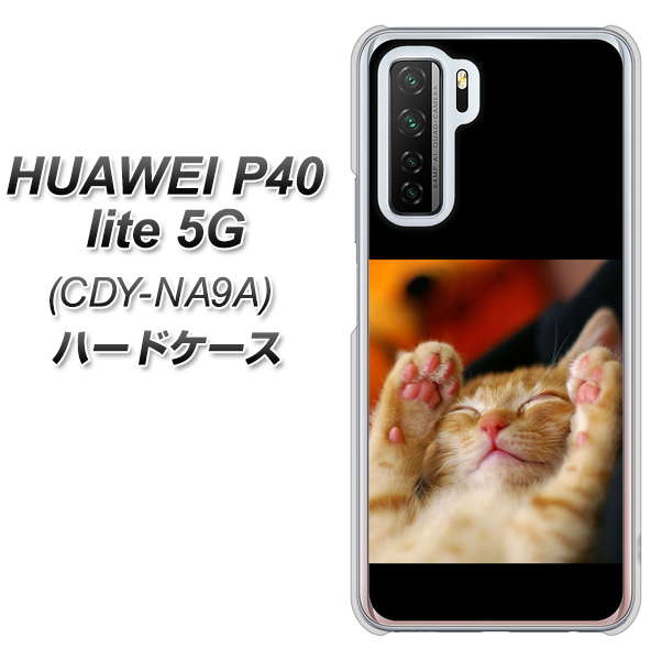HUAWEI(ファーウェイ) P40 lite 5G CDY-NA9A 高画質仕上げ 背面印刷 ハードケース【VA804 爆睡するネコ】