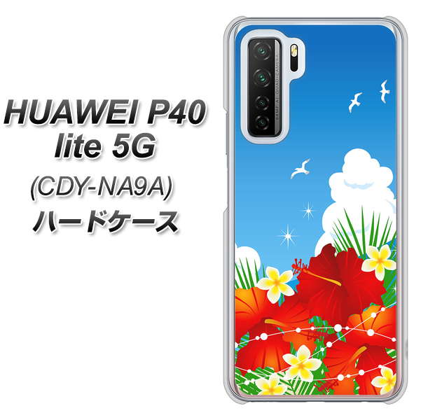 HUAWEI(ファーウェイ) P40 lite 5G CDY-NA9A 高画質仕上げ 背面印刷 ハードケース【VA821 ハイビスカスと青空】