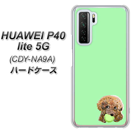 HUAWEI(ファーウェイ) P40 lite 5G CDY-NA9A 高画質仕上げ 背面印刷 ハードケース【YJ055 トイプードル&ボール(グリーン)】