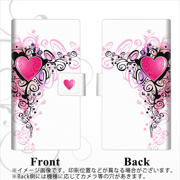 らくらくスマートフォン F-52B docomo 画質仕上げ プリント手帳型ケース(薄型スリム)【007 スタイリッシュハート】