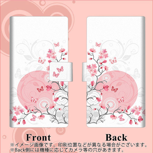 SoftBank アクオスゼロ6 画質仕上げ プリント手帳型ケース(薄型スリム)【030 花と蝶（うす桃色）】