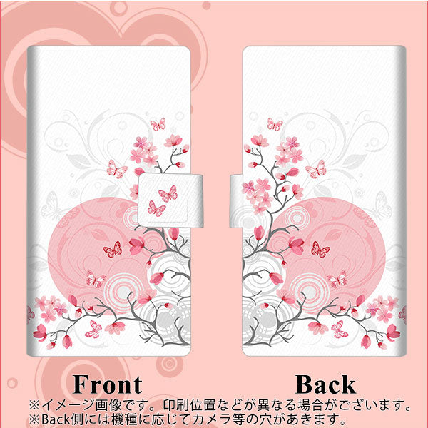 docomo アローズ ビー F-04K 画質仕上げ プリント手帳型ケース(薄型スリム)【030 花と蝶(うす桃色)】