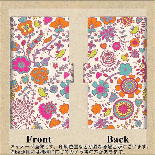 Softbank アクオス R5G 908SH 高画質仕上げ プリント手帳型ケース(薄型スリム)【323 小鳥と花】