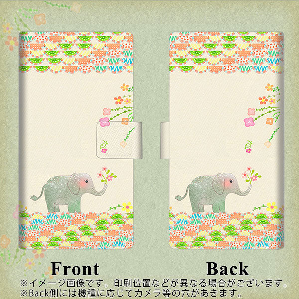 au ギャラクシー S9 SCV38 画質仕上げ プリント手帳型ケース(薄型スリム)【1039 お散歩ゾウさん】