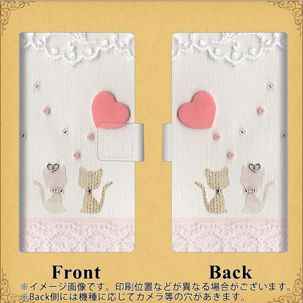 au ギャラクシー A20 SCV46 画質仕上げ プリント手帳型ケース(薄型スリム)【1104 クラフト写真ネコ(ハートM)】