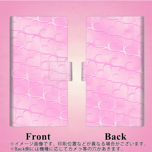 docomo アローズ ビー F-04K 画質仕上げ プリント手帳型ケース(薄型スリム)【1342 かくれハート(ピンク)】