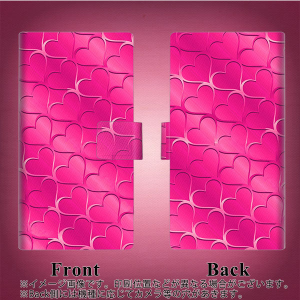 docomo アクオス センス SH-01K 画質仕上げ プリント手帳型ケース(薄型スリム)【1347 かくれハート(ショッキングピンク)】